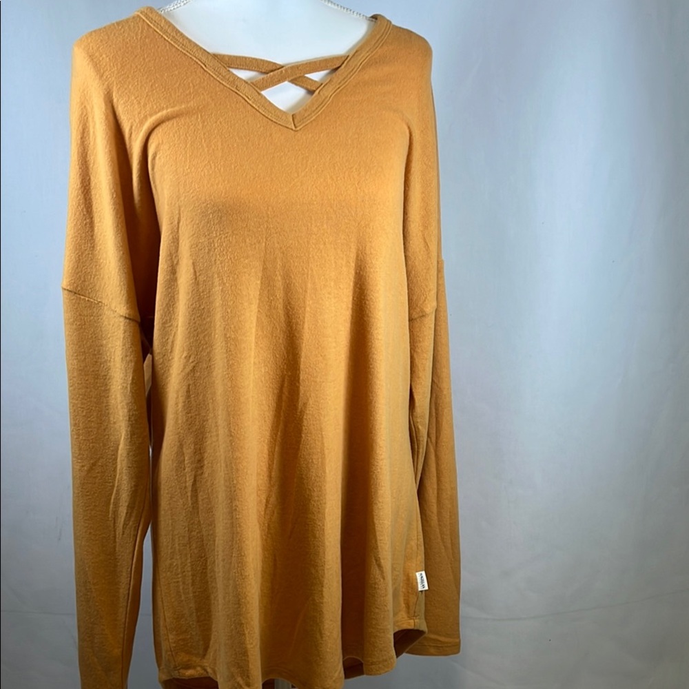 Magellan Outdoors V-Neck Crisscross Boyfriend Fit Long Sleeve Tunic Sweater XXL